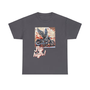 Men's Heavy Cotton Motorcycle Fly High Tee S - 5 XL