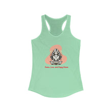 Load image into Gallery viewer, Women&#39;s Ideal Racerback Tank | Peace, Love, and Puppy Poses
