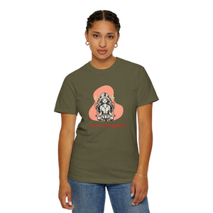 Unisex Garment-Dyed T-shirt | Peace, Love, and Puppy Poses