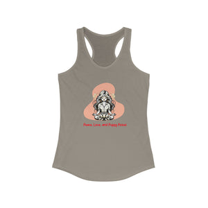 Women's Ideal Racerback Tank | Peace, Love, and Puppy Poses